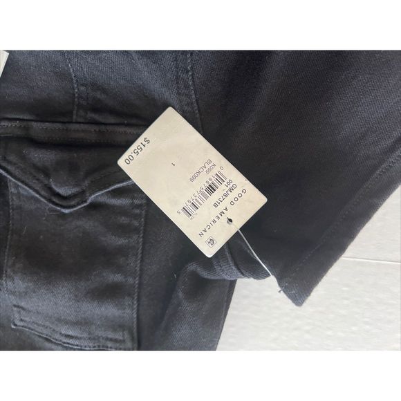 Good American GMJS731B Woman Sz 1/Small Fit For Success Black 099 Denim Jumpsuit - Picture 3 of 9